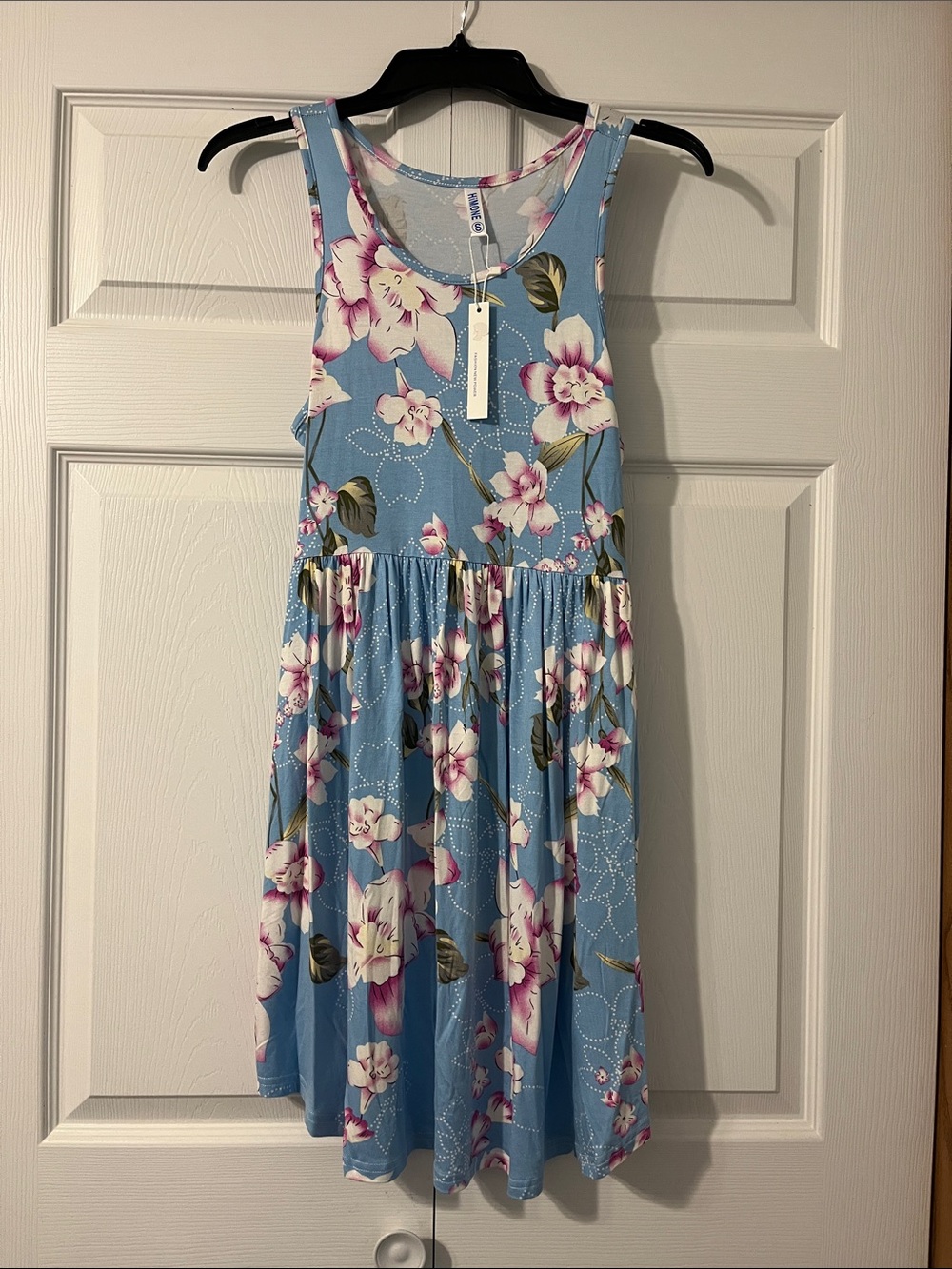 Sleeveless Blue Floral Midi Dress